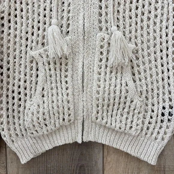 Pol Womens Crochet Open Knit Sweater Size M Rainbow Beachy Boho Travel Vacation - Picture 5 of 13